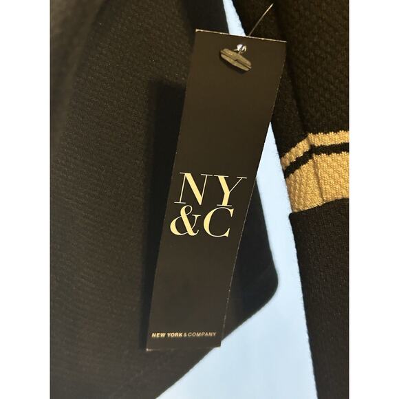 NWT 7th Avenue New York & Company Women's size M Striped Black/Beige Dress - Picture 4 of 6